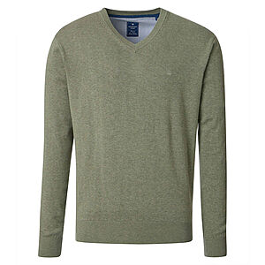 Redmond | Baumwoll-Pullover | V-Ausschnitt | Salbei