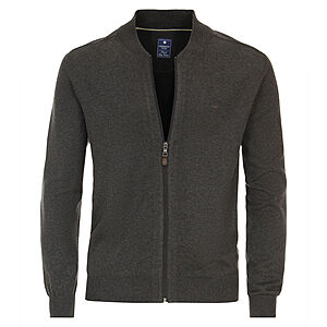 Redmond | College-Strickjacke | Baumwoll-Cardigan mit Reiverschluss | Anthrazit