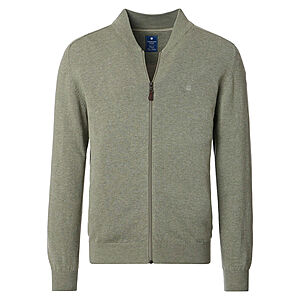 Redmond | College-Strickjacke | Baumwoll-Cardigan mit Reiverschluss | Salbei