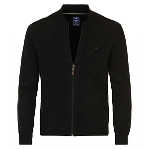 Redmond | College-Strickjacke | Baumwoll-Cardigan mit Reiverschluss | Schwarz