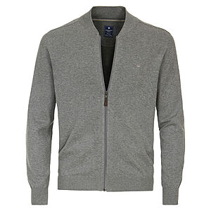 Redmond | College-Strickjacke | Baumwoll-Cardigan mit Reiverschluss | Grau