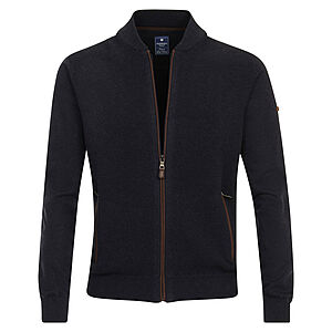 Redmond | College-Strickjacke | Struktur-Cardigan mit Reiverschluss | Baumwolle | Marine