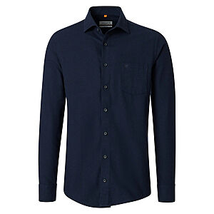 Redmond | Flanell-Hemd | Baumwolle Fischgrat | Kent-Kragen | Blau