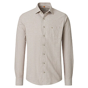 Redmond | Flanell-Hemd | Baumwolle Fischgrat | Kent-Kragen | Sand