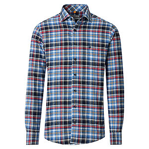 Redmond | Flanell-Hemd | Baumwolle Karo | Kent-Kragen | Blau