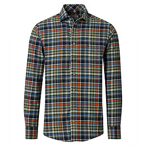 Redmond | Flanell-Hemd | Baumwolle Karo | Kent-Kragen | Oliv