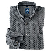 Redmond | Flanell-Hemd | Bedruckte Baumwolle | Button-down-Kragen | Grau