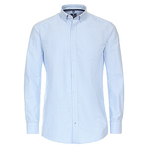 Redmond | Freizeithemd | Button-Down-Kragen | Baumwolle | Hellblau Karo