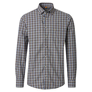 Redmond | Freizeithemd | Button-Down-Kragen | Baumwolle Twill | Braun Karo