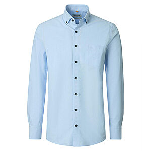 Redmond | Freizeithemd | Langarm | Baumwolle | Button-Down-Kragen | Blau