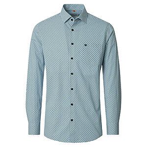 Redmond | Freizeithemd | Langarm | Baumwolle | Kent-Kragen | Druck Blau