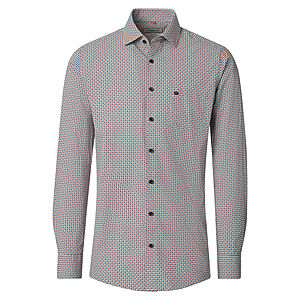 Redmond | Freizeithemd | Langarm | Baumwolle | Kent-Kragen | Druck Rot