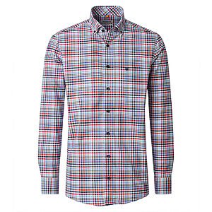 Redmond | Freizeithemd | Langarm | Baumwolle | Button-Down-Kragen | Karo Rot