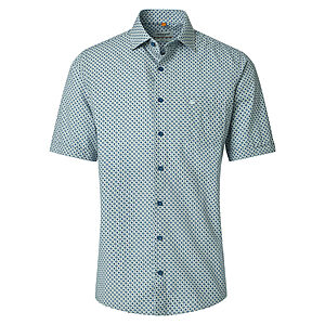 Redmond | Freizeithemd Kurzarm | Baumwolle | Kent Kragen | Blau Druck