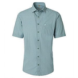 Redmond | Freizeithemd Kurzarm | Baumwolle | Kent Kragen | Gr�n Druck