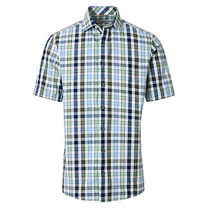 Redmond | Freizeithemd Kurzarm | Baumwolle | Kent-Kragen | Gr�n Karo