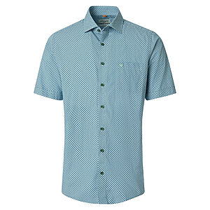Redmond | Freizeithemd Kurzarm | Baumwolle | Kent Kragen | Gr�n Minimal Druck