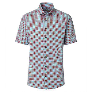 Redmond | Freizeithemd Kurzarm | Baumwolle | Kent Kragen | Rot Druck