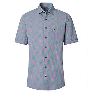 Redmond | Freizeithemd Kurzarm | Baumwolle | Kent Kragen | Rot Minimal Druck