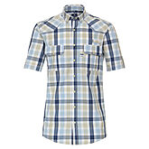 Redmond | Halbarm-Hemd | Adventure Shirt | 2 Brusttaschen | Blau Sand Karo