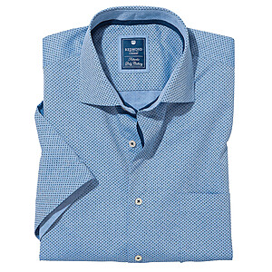 Redmond | Halbarm Hemd Natt | Blau mit Minimal Druck