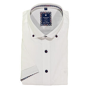 Redmond | Halbarmhemd | Baumwolle | Button Down Kragen | Weiss