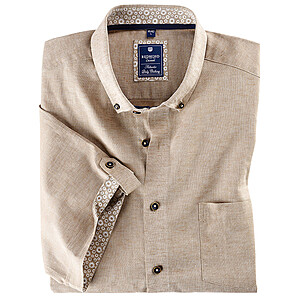 Redmond | Halbarmhemd | Leinen-Baumwoll-Mix | Button-down-Kragen | Sand