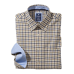 Redmond | Karo-Twill Hemd | Button down Kragen | Grn