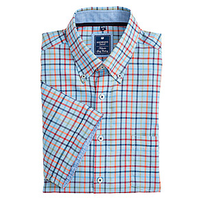 Redmond | Kurzarm-Hemd | Button-down-Kragen | Natt-Bindung | Blau karo