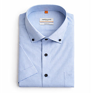 Redmond | Kurzarmhemd | Baumwolle | Button Down Kragen | Blau