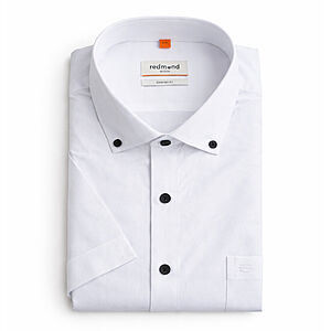 Redmond | Kurzarmhemd | Baumwolle | Button Down Kragen | Weiss