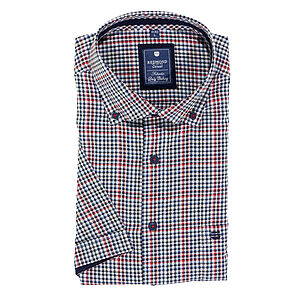 Redmond | Kurzarmhemd | Baumwolle | Button-down-Kragen | Rot Karo