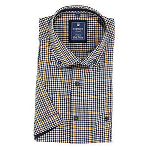 Redmond | Kurzarmhemd | Baumwolle | Button-down-Kragen | Gelb Karo
