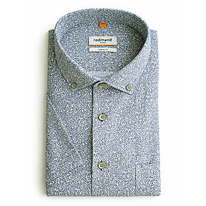 Redmond | Kurzarmhemd | Leinen Mix | Gr�n Druck