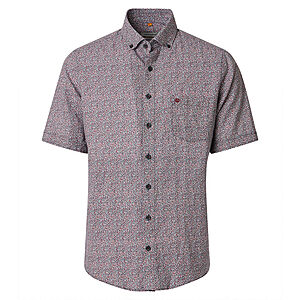 Redmond | Kurzarmhemd | Leinen Mix | Rot Druck