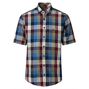 Redmond | Kurzarmhemd | Leinen Mix | Rot Karo