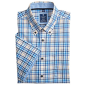 Redmond | Lssig-modernes Sommerhemd | Halbarm | Button-down-Kragen | blau Karo