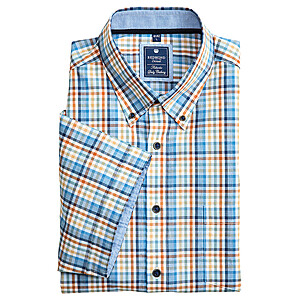 Redmond | Lssig-modernes Sommerhemd | Halbarm | Button-down-Kragen | natur Karo