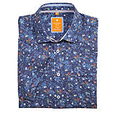 Redmond | Lässig-modernes Sommerhemd | Halbarm | Kent-Kragen | dunkelblau Druck