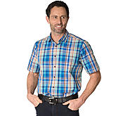 Redmond | Lässig-modernes Sommerhemd | Halbarm Kentkragen | Farbe blau-karo