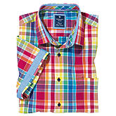Redmond | Lässig-modernes Sommerhemd | Halbarm Kentkragen | Farbe rot-karo