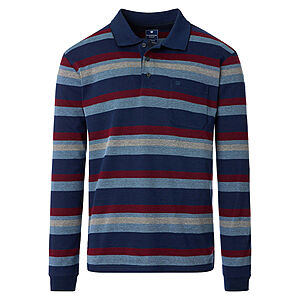 Redmond | Langarm Polo | Easy Care | Blau Streifen