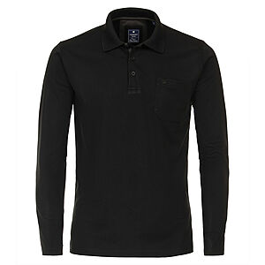 Redmond | Langarm Polo | Easy Care | Schwarz