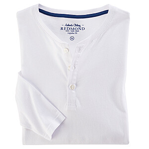 Redmond | Langarm-T-Shirt | Henley-Kragen | Weiss