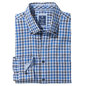 Redmond | Langarmhemd Mouline | Button-down-Kragen | Blau Karo