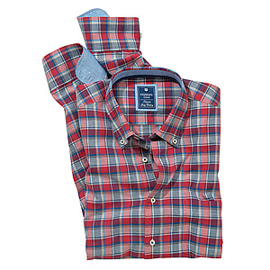 Redmond | Leicht-Flanell Hemd Karo | Farbe rot blau
