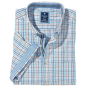 Redmond | Luftiges Halbarm Sommerhemd | Baumwolle, Button down Kragen | Wei�fond karo