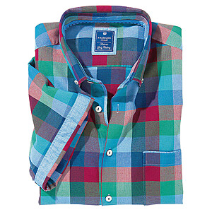 Redmond | Luftiges Halbarmhemd | Baumwolle Button down Kragen | Wrfelkaro