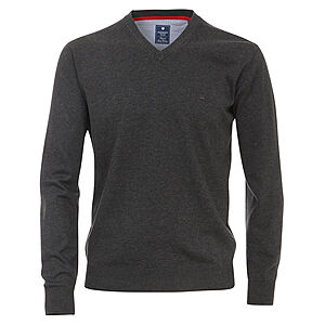 Redmond | Pullover Baumwolle | V-Ausschnitt | Anthrazit