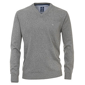 Redmond | Pullover Baumwolle | V-Ausschnitt | Grau